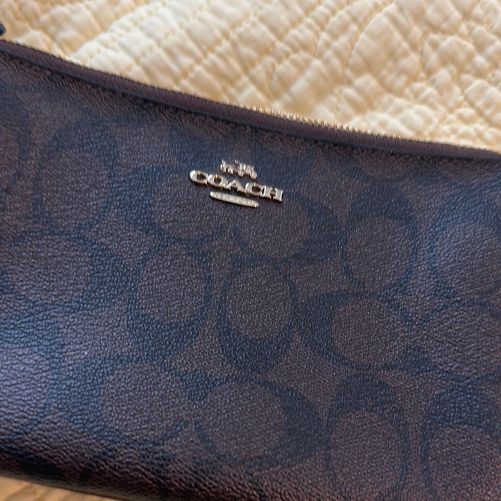 Coach Dark Leather Wristlet with Gold Accents - Picture 5 of 5